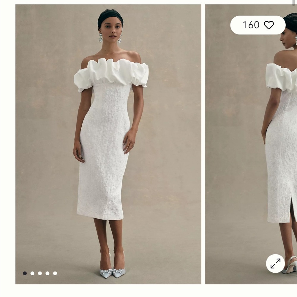 MISHA Emberlyn Ivory Off-Shoulder Dress Bridal